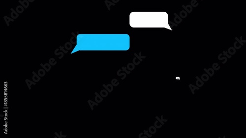 typing text message cloud conversation, text SMS message chatting bubbles message cloud on transparent background, animation text message with alpha channel in 4k.