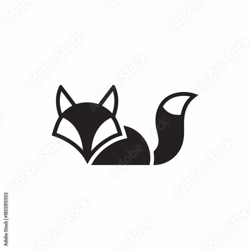Minimalist black and white fox logo design with geometric shapes.