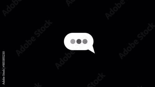 Text message popping up with typing or thinking dots slowly pulsing inside of it taking a long time to type an email or text message on transparent background in 4k.