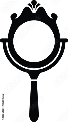 Vintage handheld mirror silhouette icon for beauty and reflection concept
