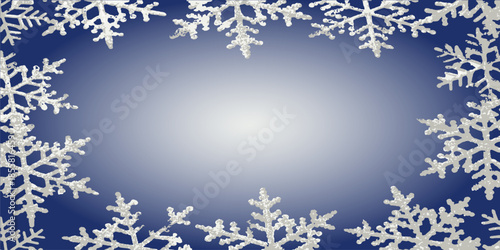 Snowflake frame for a greeting card. Winter frame with snowflakes. Vector illustration