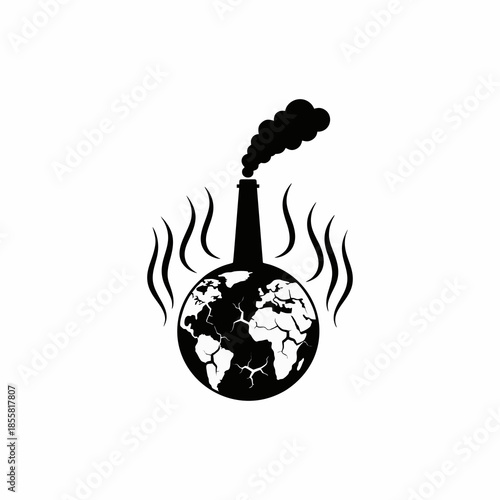 Vector illustration of global warming and air pollution on white background