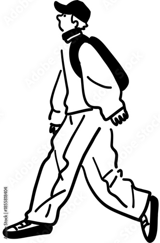 Man walking Line art Vector