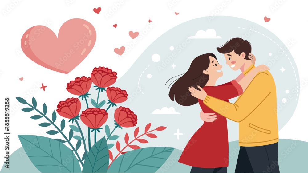 Fototapeta premium Valentine’s Day Couple Illustration