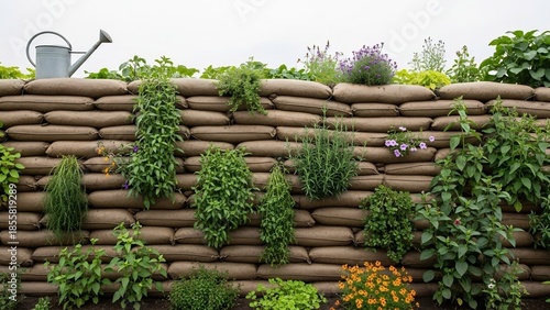 Wallpaper Mural 土嚢の壁と植物、ナチュラルな雰囲気 Torontodigital.ca