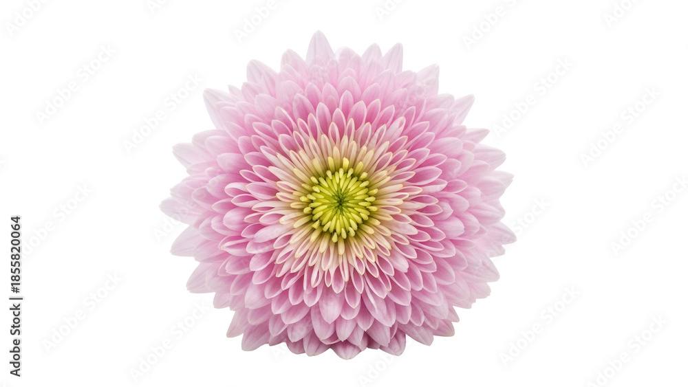 Fototapeta premium Isolated pink chrysanthemum blossom, a beautiful and delicate flower, isolated on a clean backdrop