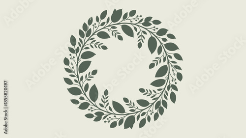 Elegant leafy wreath design for decoration and branding