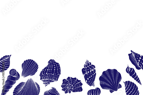 Seashells frame. Sea and ocean design template. Vector card templates.