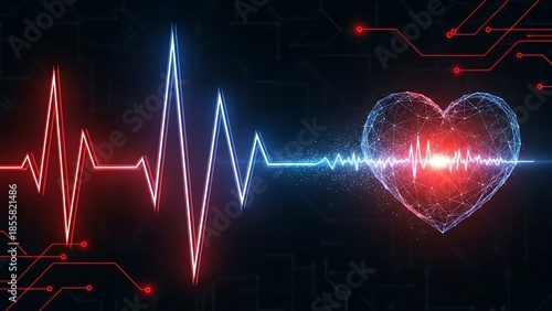 Heart health visualization with ecg and heartbeat pattern