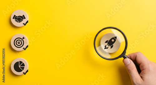 Wallpaper Mural business strategy and goals concept with magnifying glass Torontodigital.ca