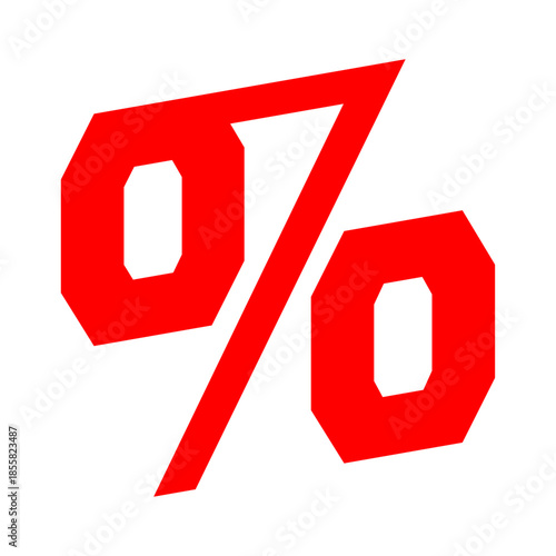 Red percentage discount icon symbol for sale promotion, price reduction, marketing offer, retail advertising, or ecommerce design