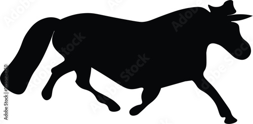 Drawing Horse running silhouette. Horse black vector.