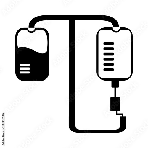 A striking black and white study of medical saline IV bags, capturing the clinical essence of hydration and life-support through high-contrast light and shadow.