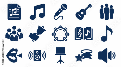 Vector Icons Set of Collection of Music and Sound Related Icons for Digital Design. Vector Illustration. EPS Editable