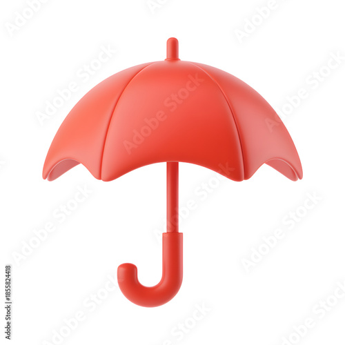 Red Umbrella Isolated on White Background