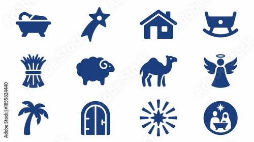 Vector Icons Set of Nativity Scene Icons Set Vector Illustration. Vector Illustration. EPS Editable