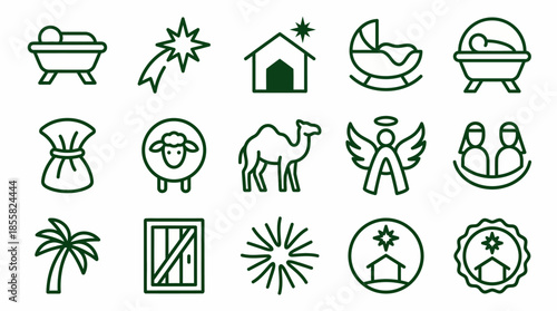 Vector Icons Set of Christmas Nativity Icons Set Vector Illustration. Vector Illustration. EPS Editable