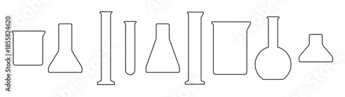 set of icons on a theme chemical equipment glass