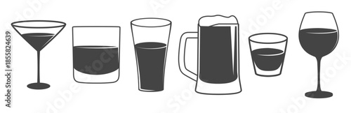 set of icons on a theme glasses 