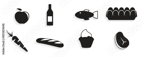 set of icons on a theme grocery 