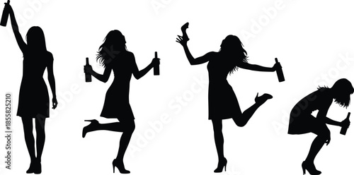 Photographer silhouette taking action shot, dancer leaping in air, black and white vector, motion capture, creative art, performance concept illustration