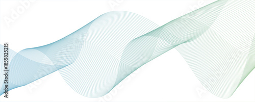 Abstract green wave banner template.Wave with lines created using blend tool, blend line background.Abstract wave element for design. Wavy vector background.