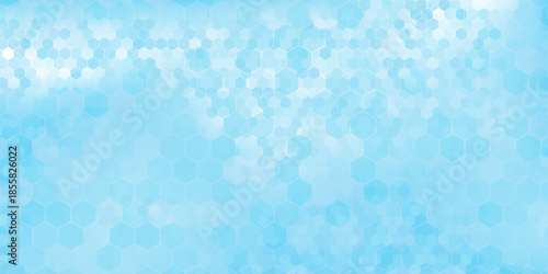 Abstract blue and white hexagon background. Futuristic digital hi-technology banner. Healthcare background. Vector