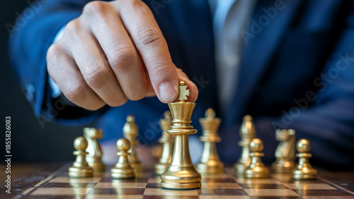 Business Strategy Leadership Concept With Golden Chess King