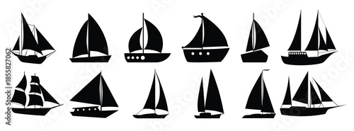 sailboat icon vector set yacht illustration sign