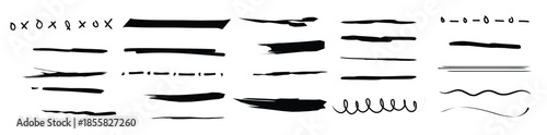 set of artistic pen brushes hand drawn grunge strokes 
