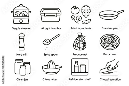 Meal net chopping minimalist vector motion airtight bowl icon salad icons clean