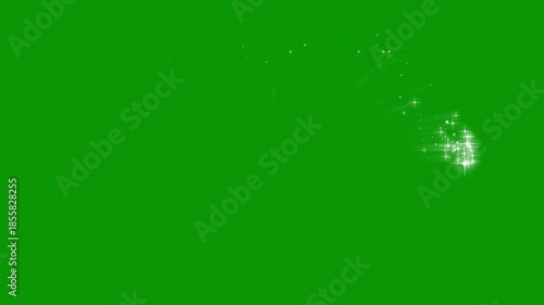 Sparkling glitter stars shine, white cartoon glitter, glowing doodle stars trail, white twinkling glitter, magic wand sparkle effect, flowing fairy dust, shimmering starlight path on green screen 4k