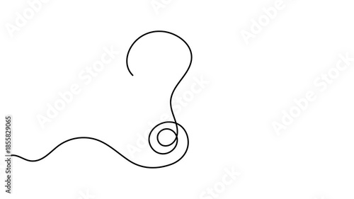 Question mark one line art animation, hand drawn asking sign, idea continuous contour motion. Query FAQ concept, finding answer video. 4k movie