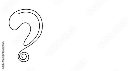 Question mark one line art animation, hand drawn asking sign, idea continuous contour motion. Query FAQ concept, finding answer video. 4k movie