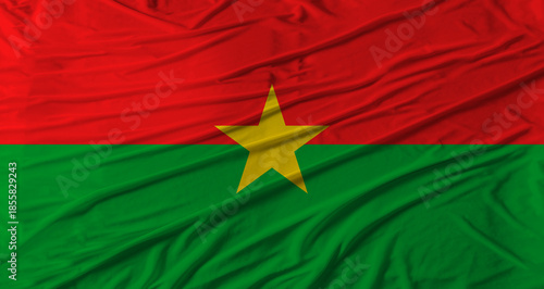 Burkina Faso flag waving. Flag of Burkina Faso with cloth texture