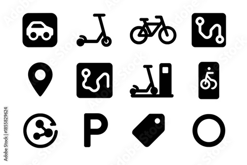 Appearance mobility rounding ride flat effects tag icon vector micro minimalism