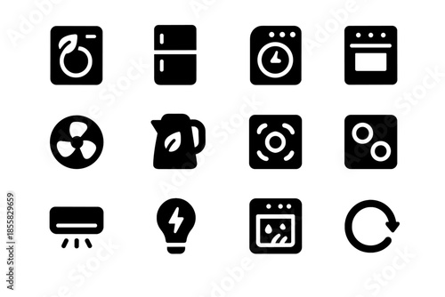 Rounded identical vector visual weight efficient glyph sterile white icon tile energy