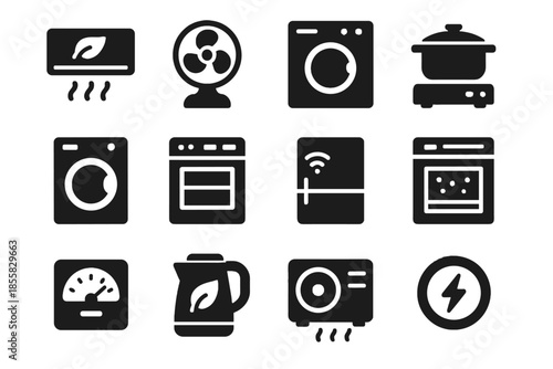 Mass tile energy fridge vector no structural geometric icon eco efficient dryer