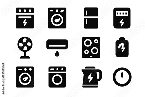 Appliance vector flat eco no cells compact thickness uniform background icon block