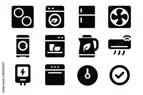 Block icons meter alignment compact uniform icon set precise inside energy eco