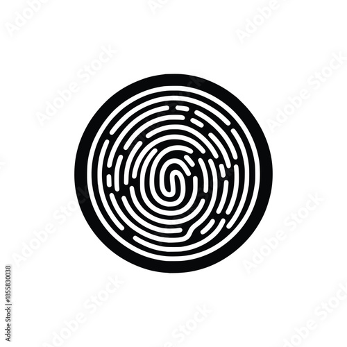 Black Fingerprint Icon in Circle – Biometric Security Vector Symbol