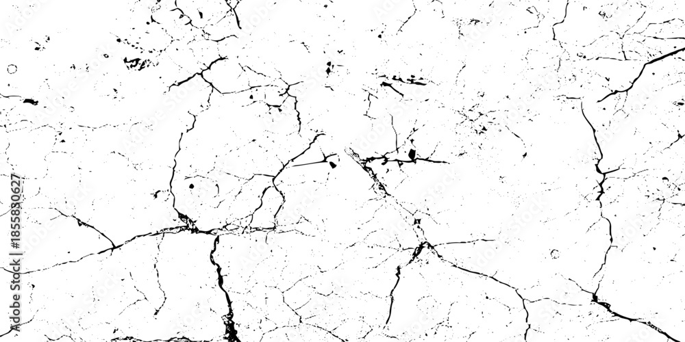 Fototapeta premium Black, white grunge dust crack, scratch concrete wall texture pattern background. Ideal for grunge background, aged surface, urban decay effect. grunge distressed overlay featuring natural split Line.