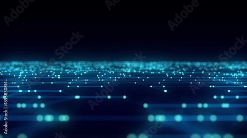 Color abstract wave background with dots and lines moving in space. Technology illustration. Futuristic modern dynamic wave. 3d rendering.