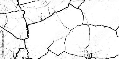 Black, white grunge dust crack, scratch concrete wall texture pattern background. Ideal for grunge background, aged surface, urban decay effect. grunge distressed overlay featuring natural split Line.
