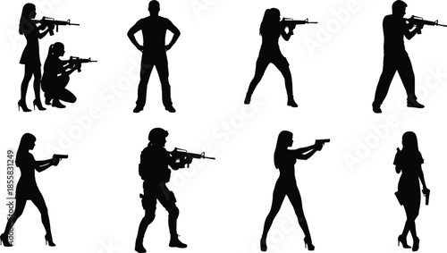 I see you've uploaded a similar image to the previous one, which depicts silhouettes of people holding firearms.