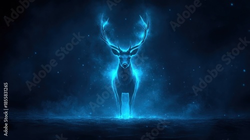 Enchanted, glowing deer in a mystical night