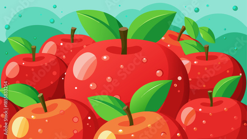 Vibrant apples on a rainy day