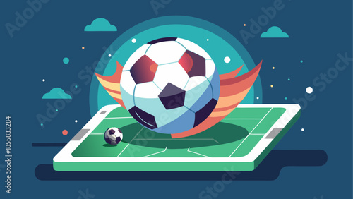 Soccer ball on digital field