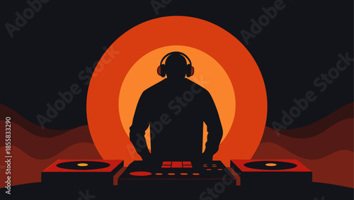 Dj performing at sunset