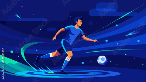 Athlete running with soccer ball